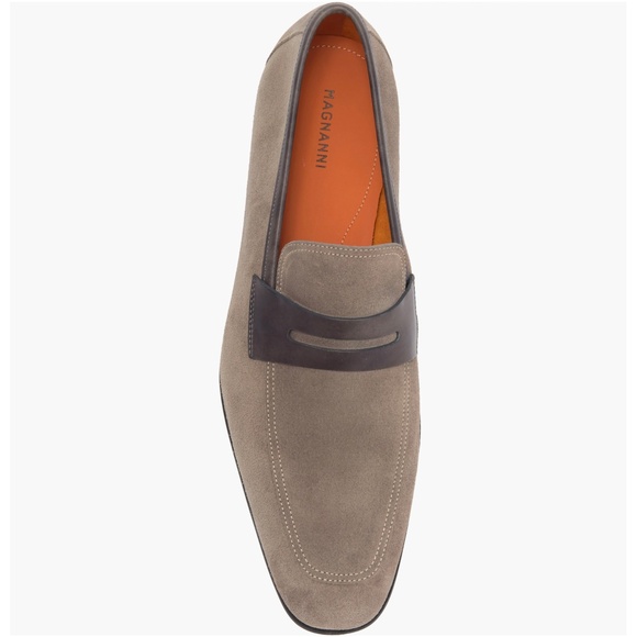 MAGNANNI MEN NIB $475 TIERRA GREY SUEDED LEATHER PENNY LOAFERS. SIZE 11 - Picture 8 of 11